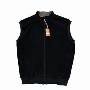 NWT Straight Down Black Vest‎ Men's XXL Full Zip Pockets Mock Neck Golf Sweater